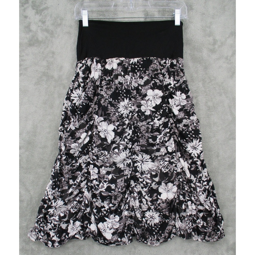 VTG Surrealist Skirt Womens Size 2 M Floral Boho Pull On USA Midi Dark Romantic